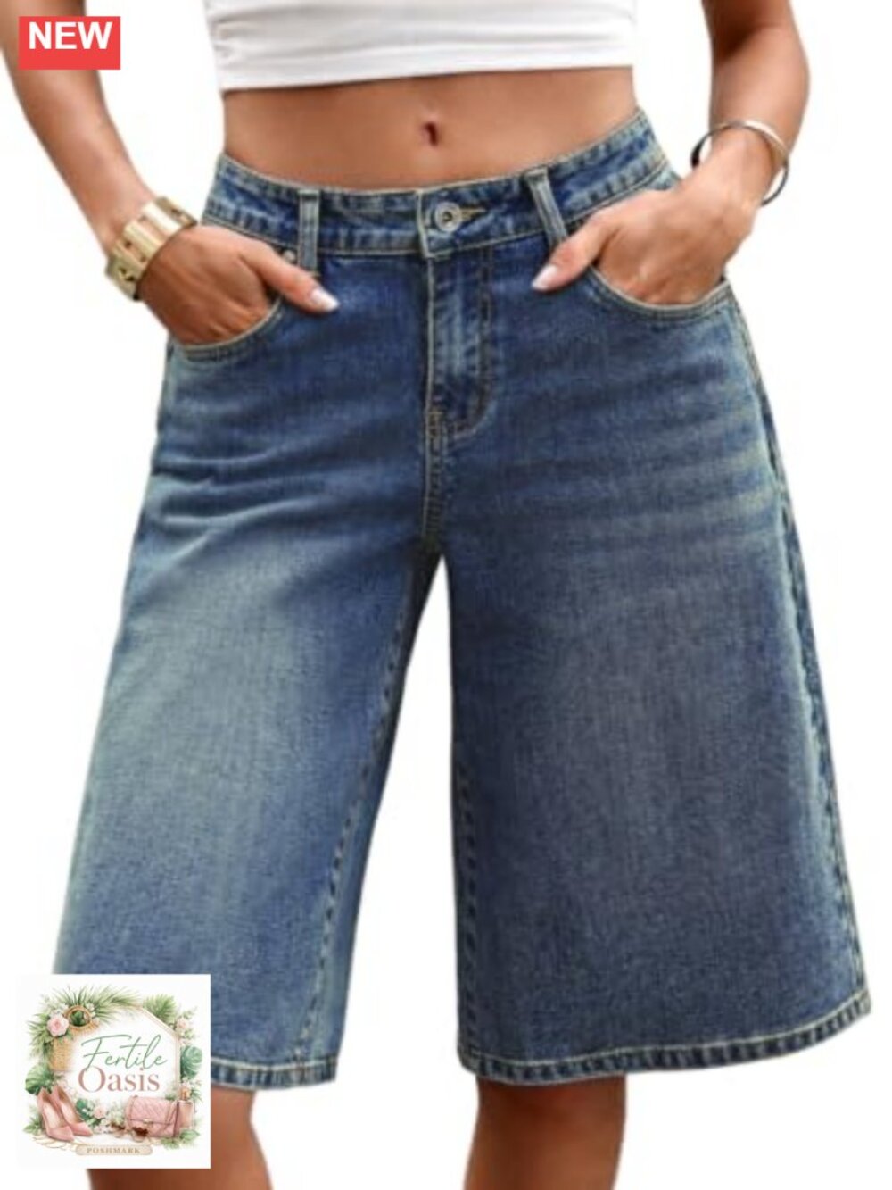 Stretchy Low Rise Bermuda Baggy Denim Shorts Women Summer Y2k Streetwear Knee